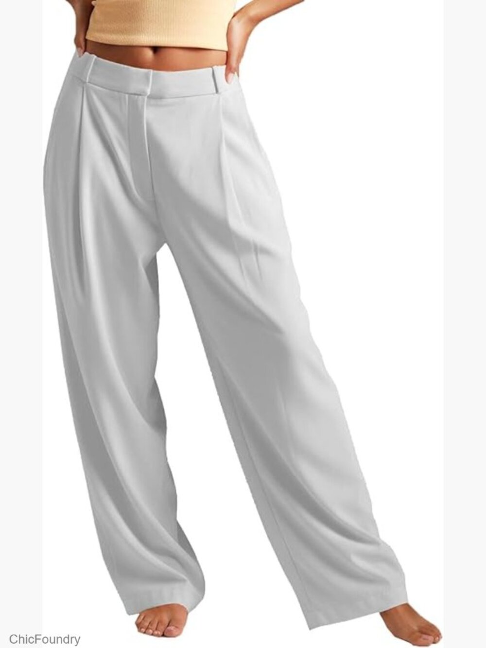 Wide Leg Pleated Dress Pants Business Casual Work Trousers with Pockets